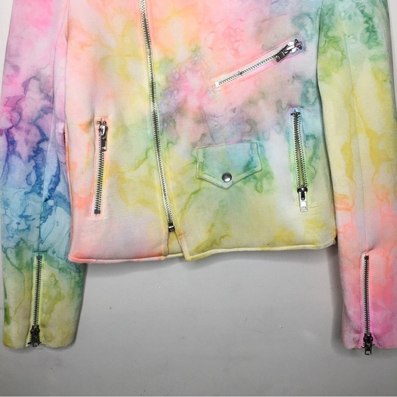 RARE UNIF I Dye Rainbow Neoprene Moto Jacket - Picture 6 of 16